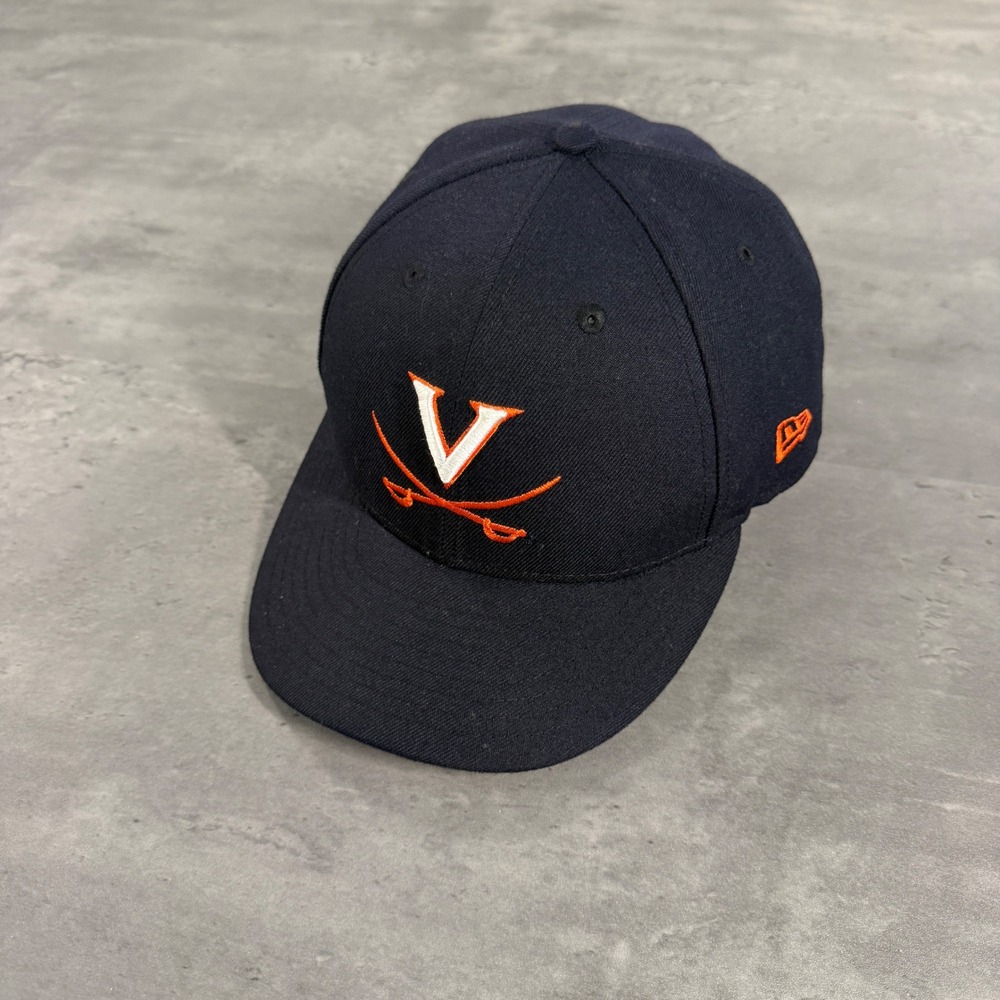 New Era Virginia Cavaliers Hat Mens Size 8 Navy Blue 59FIFTY Fitted UVA Hoos